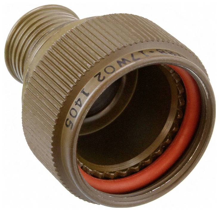 Een close-up afbeelding van een bruinen metalen schroefdraad connector met een rood rubberen afdichting, mogelijk gebruikt voor sanitaire voorzieningen of industriële doeleinden.