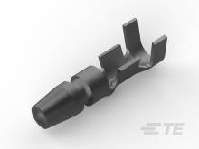 Een zwarte metalen component in de vorm van een schop of wig, met een cilindrisch uiteinde, mogelijk een mechanische voorziening.