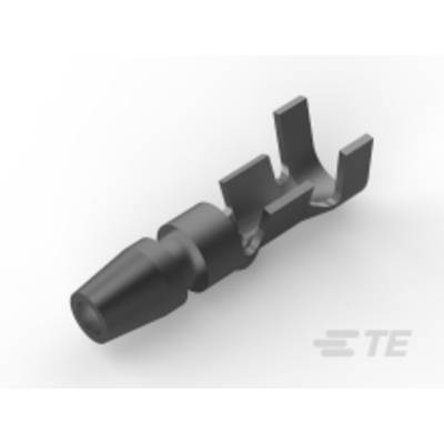 Een zwarte metalen component in de vorm van een schop of wig, met een cilindrisch uiteinde, mogelijk een mechanische voorziening.