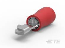 Rode kabelschoen met metalen connector, cilindrische vorm, op witte achtergrond. Hoofdzakelijk gebruikt voor het verbinden van elektrische kabels.