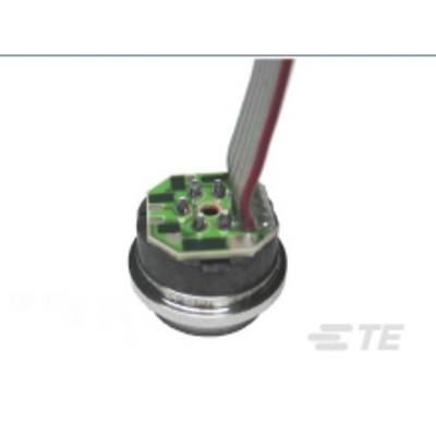 Een elektronisch onderdeel met kabels en een ronde metalen basis. Het zou een sensor of een kleine motor kunnen zijn.
