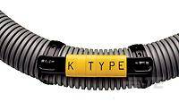 Kabel met geel etiket met de tekst 'K TYPE'.