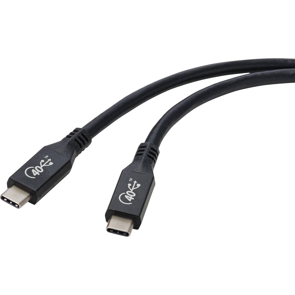 Renkforce USB-kabel USB4™ USB-C stekker 0.80 m Zwart Aluminium-stekker