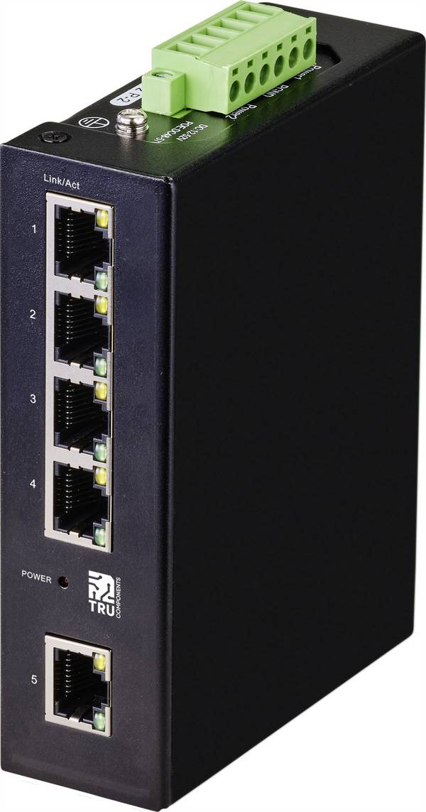 TRU COMPONENTS TC-9744168  Industrial Ethernet Switch 1 + 4 poorten 10 / 100 / 1000 MBit/s