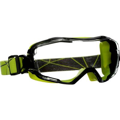 Een geel-zwarte veiligheidsbril voor extremsport met verstelbaar rubberen bandje, geschikt voor motorrijden of BMX-fietsen.
