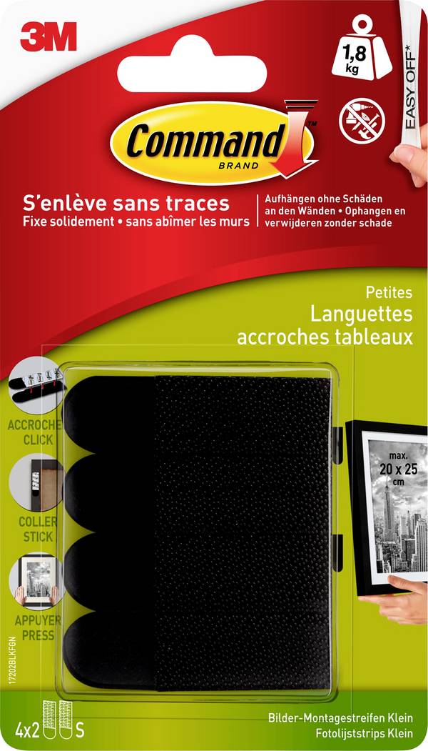 3M  Command fotobevestigingsstrips  Zwart Inhoud: 4 paar