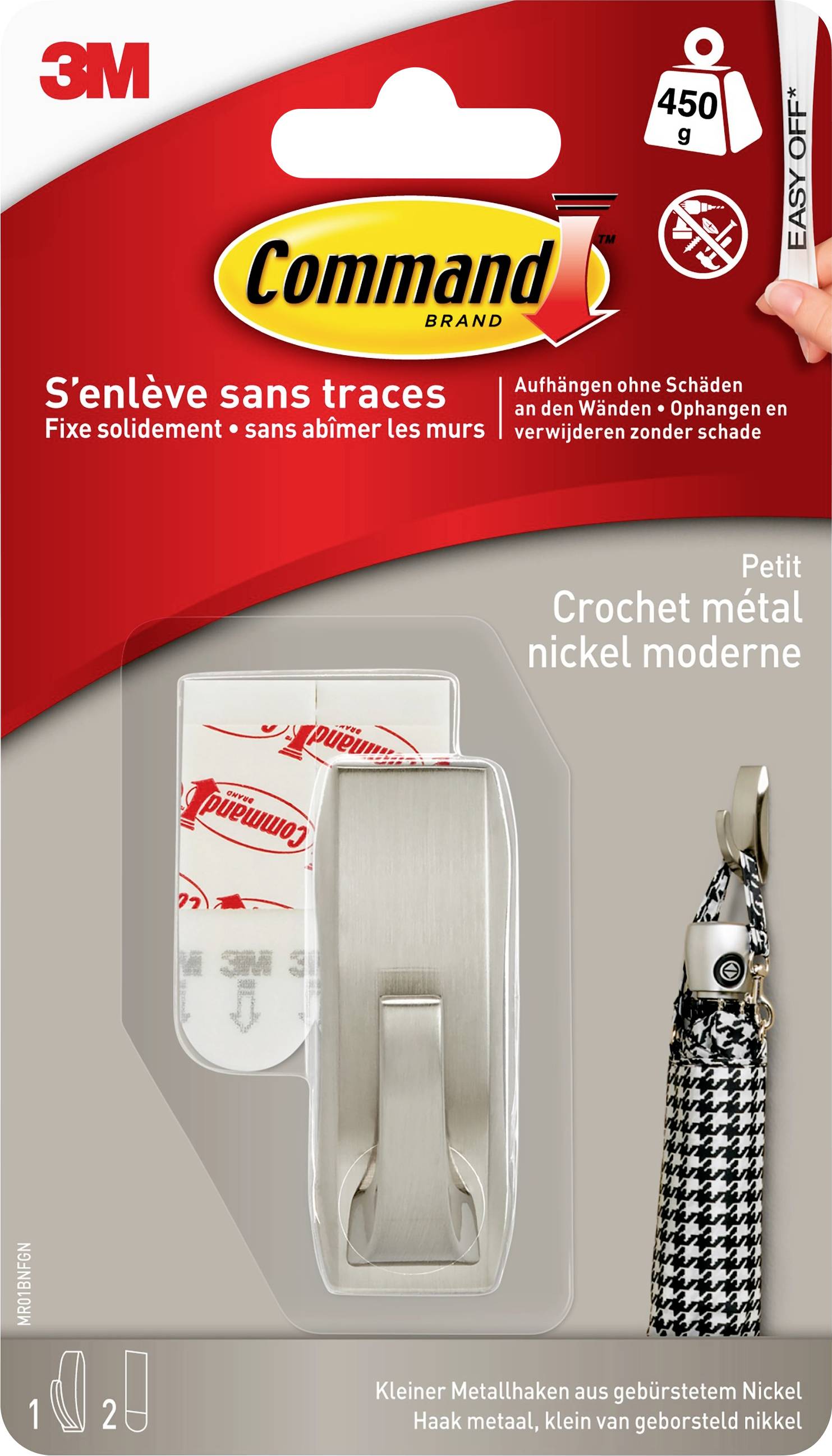 3M Command TM Small metalen haak „modern Reflection” (l x b x h) 60 x 22 x 22 mm Nikkel (geborsteld) Inhoud: 1 stuk(s)