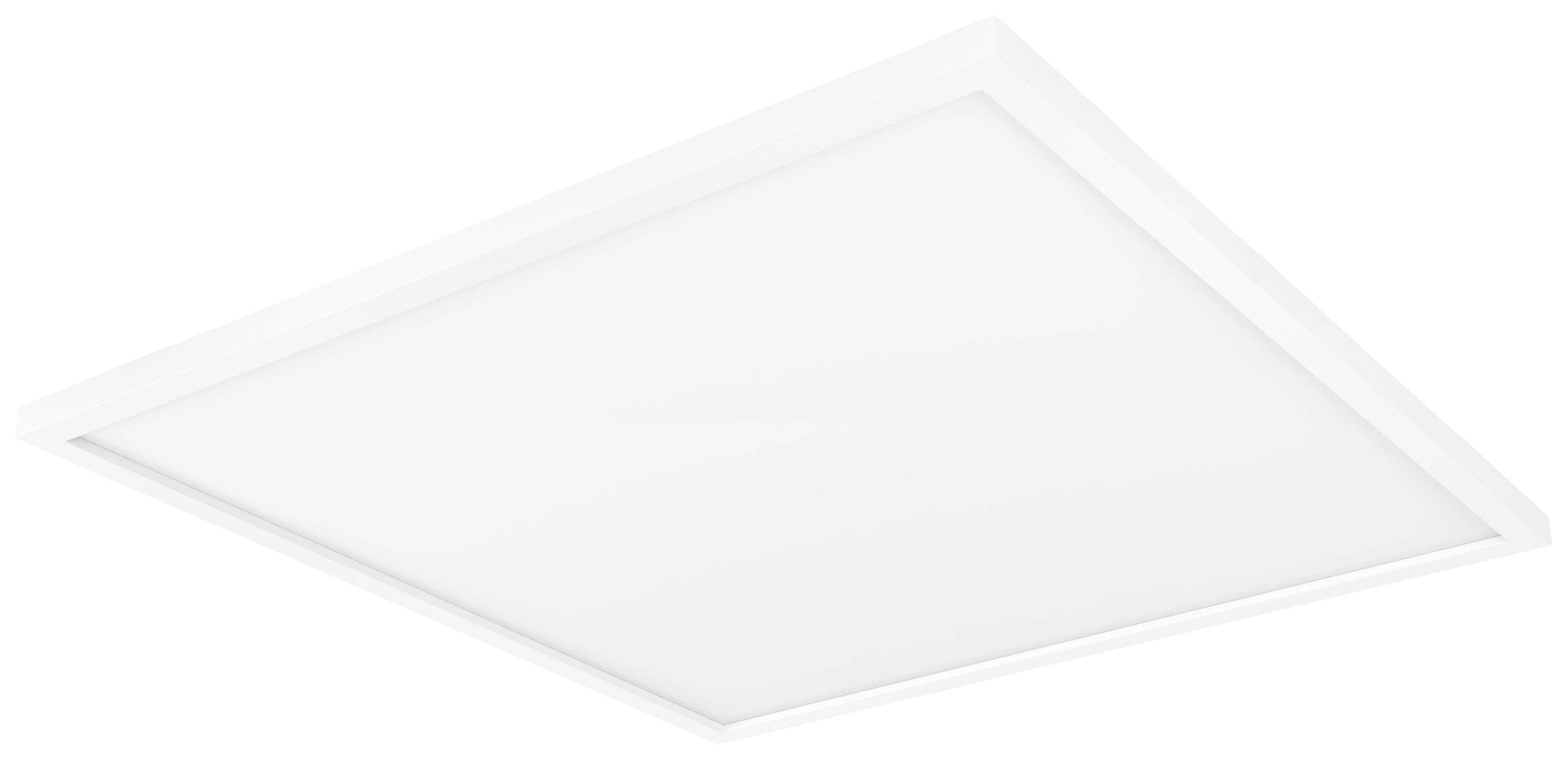 Een vierkante LED-plafondlamp met een witte rand, met een gelijkmatig verlichtingsveld, ideaal voor moderne binnenruimtes.