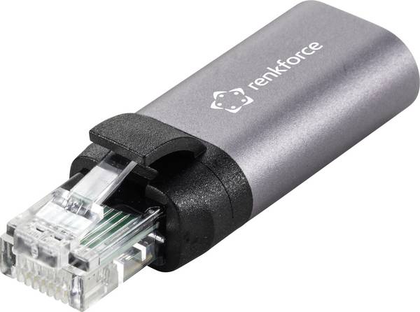 Renkforce RJ45 / USB-C Netwerk Adapter  [1x RJ45-stekker - 1x USB-C bus]  Antraciet-grijs