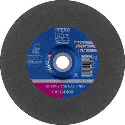 Grinding disc by PFERD Germany, model 'EH 230-2,9 SG CAST+INOX', size 230 x 2,9 mm, suitable for stainless steel processing.