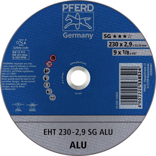 PFERD TOOLS EHT 230-2,9 SG ALU 61328323 Doorslijpschijf recht 230 mm 25 stuk(s) Aluminium, Non-ferrometaal