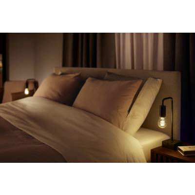 Een gezellige slaapkamer met een groot bed, twee kussens en zacht licht van de nachtkastjes.