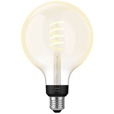 Een gloeilamp met zichtbare gloeidraad, rond, warm wit licht, geschikt voor decoratieve verlichting.