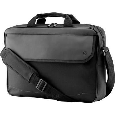 Zwarte laptoptas met handgreep en verstelbare schouderband; strak design, ideaal voor kantoor of dagelijks gebruik.