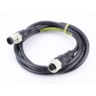 Zwart, gewonden kabel met een meerpolige stekker en aansluiting, geschikt voor industriële of elektronische verbindingen.