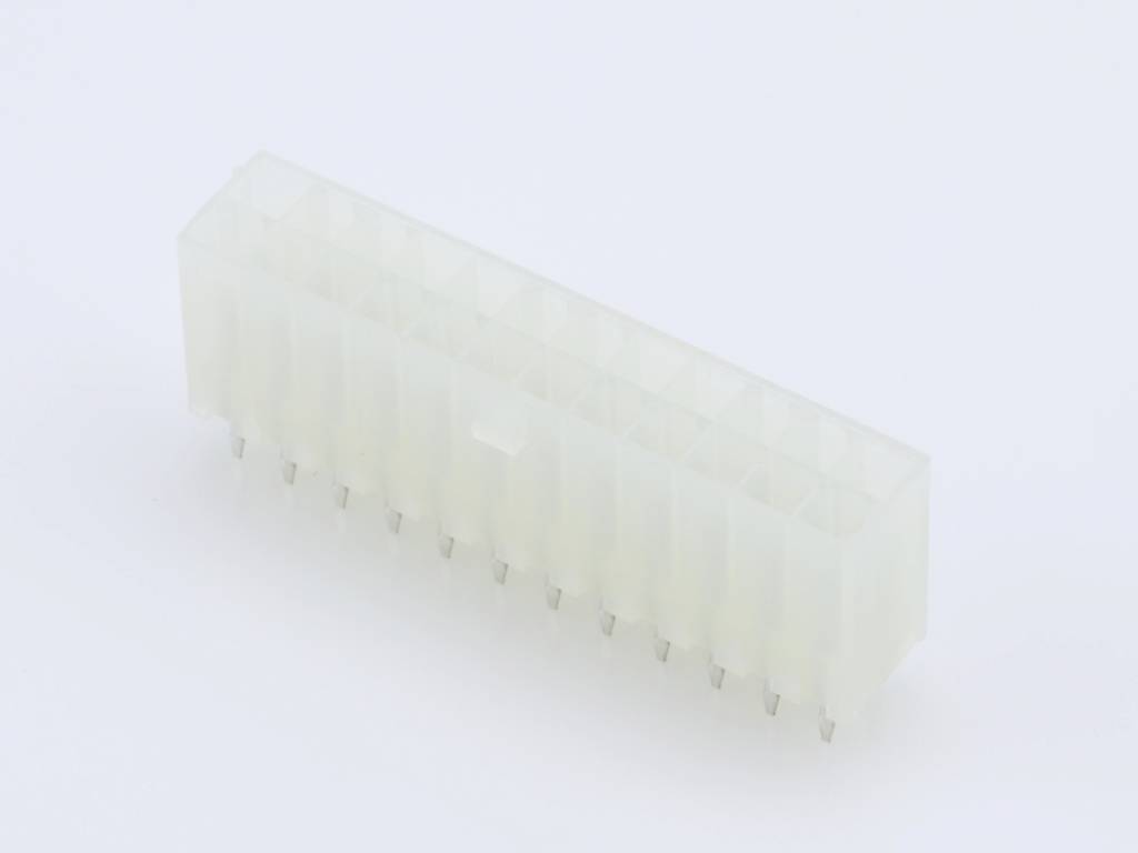 Een witte stekker met meerdere pinnen. Hoofdzakelijk gebruikt in elektronische apparaten voor het verbinden van componenten.