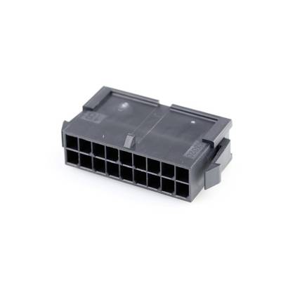 Zwart elektronisch connector-behuizing met meerdere vierkante aansluitingen, bestemd voor verbindingen binnen apparaten.