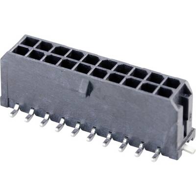Een zwarte elektrische connector met twintig pinnen in twee rijen, ontworpen om elektronische apparaten met elkaar te verbinden.