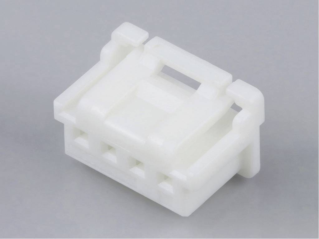 Witte kunststof klem met rechthoekige aansluitingen, vaak gebruikt als elektrische connector in technische toepassingen.