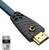 HDMI-kabel met gouden connectoren en zwarte honingraatstructuur. Gecertificeerd als 'Ultra High Speed'. QR-code zichtbaar op het etiket.