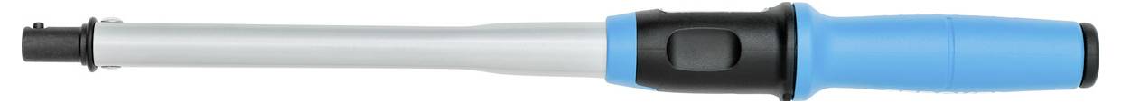 Een blauw en zilver gereedschap dat lijkt op een ballonnenpomp met een zwarte handgreep, waarschijnlijk gebruikt voor het oppompen van ballonnen of vergelijkbare voorwerpen.