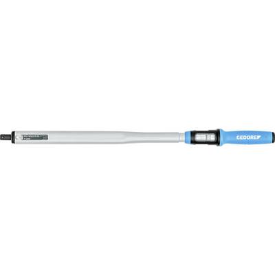 Een momentsleutel met een blauwe handgreep, gelabeld 'GEDORE', die metingen aangeeft. Gebruikt voor het aantrekken van bouten met precisietorque.