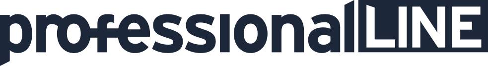 Logo met 'professionalLINE' in donkerblauw en grijs tekst op een witte achtergrond.