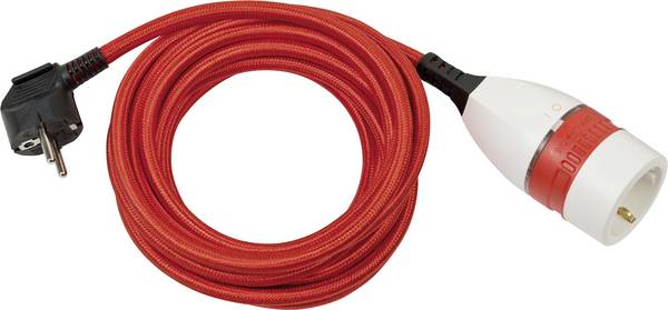 Brennenstuhl 1161830040 Stroom Verlengkabel   Rood, Wit, Zwart 5.00 m H05VV 3G 1,5 mm² Textielmantel