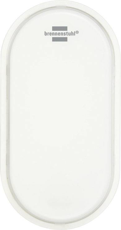 Witte, ovale LED-lamp met grijze rand, gemarkeerd met 'brennenstuhl'.