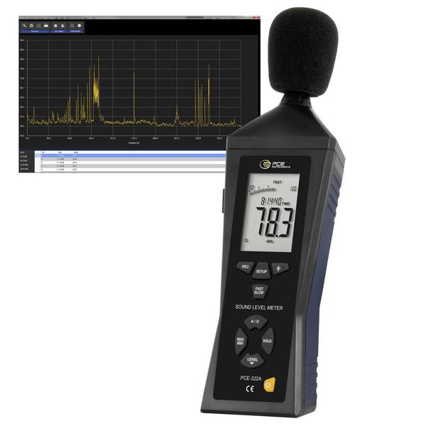 PCE Instruments PCE-322ALEQ Decibelmeter Datalogger 30 - 80 dB 31.5 Hz - 8 kHz USB