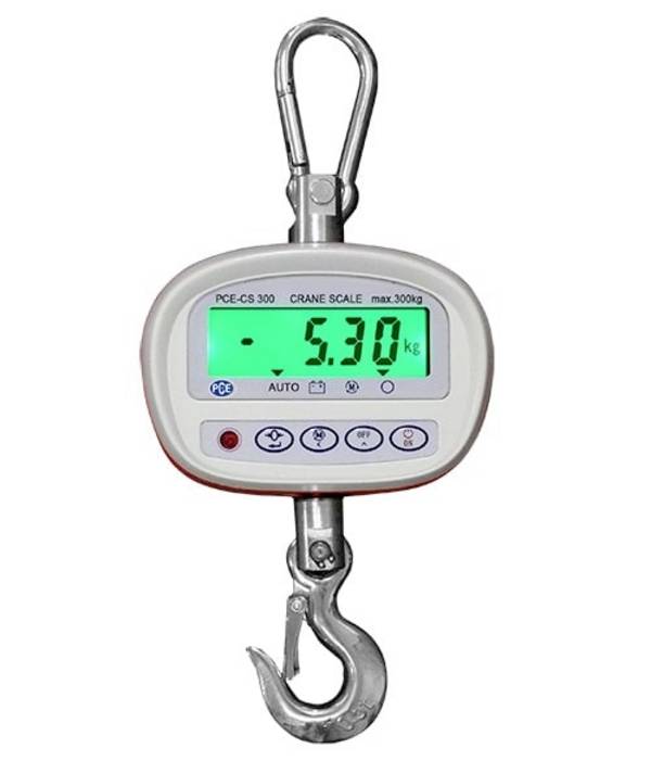 PCE Instruments PCE-CS 300 PCE-CS 300 Kraanweegschaal  Weegbereik (max.) 300 kg Resolutie 0.05 g werkt op batterijen Zwart