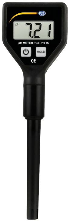 Digitale pH-meter met display toont 'pH 7.21'. Zwart, compact. Voor het meten van de pH-waarde in vloeistoffen.