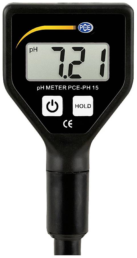 Een digitale pH-meter geeft de waarde 7,21 aan.