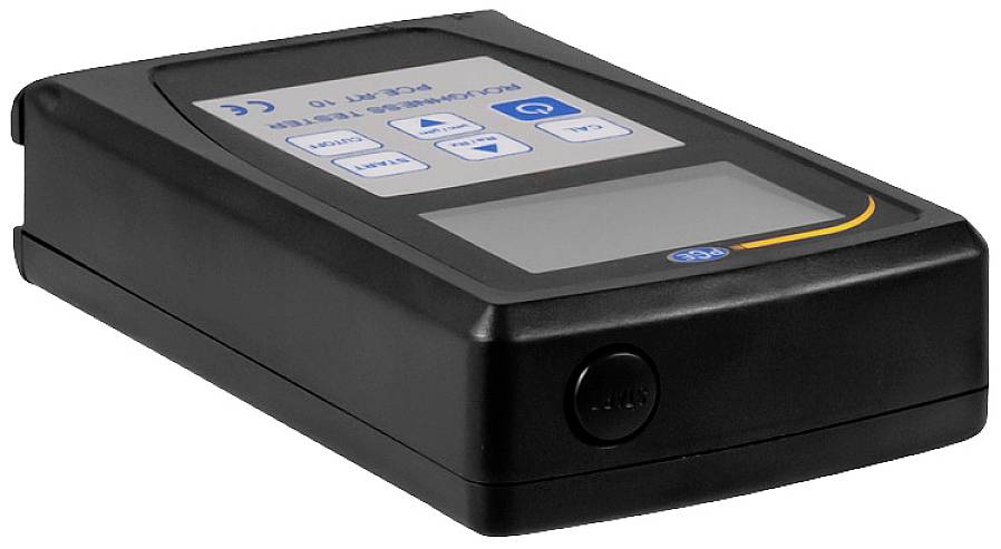 Een zwart meetapparaat met een digitaal display en knoppen voor instellingen, vermoedelijk voor analyse of meting van technische gegevens.