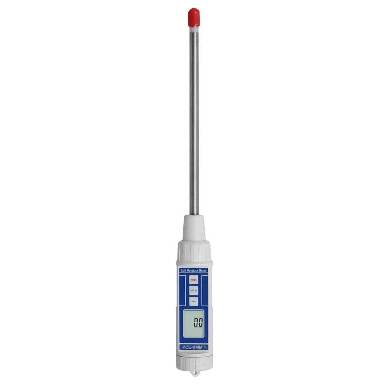 Digitale thermometer met lange metalen voeler en LCD-display met weergave 0.0, gebruikt voor temperatuurmeting.