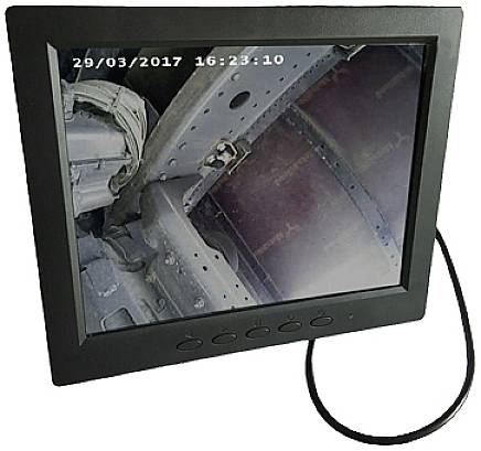 'Monitor toont camerabelding van een machinedeel'