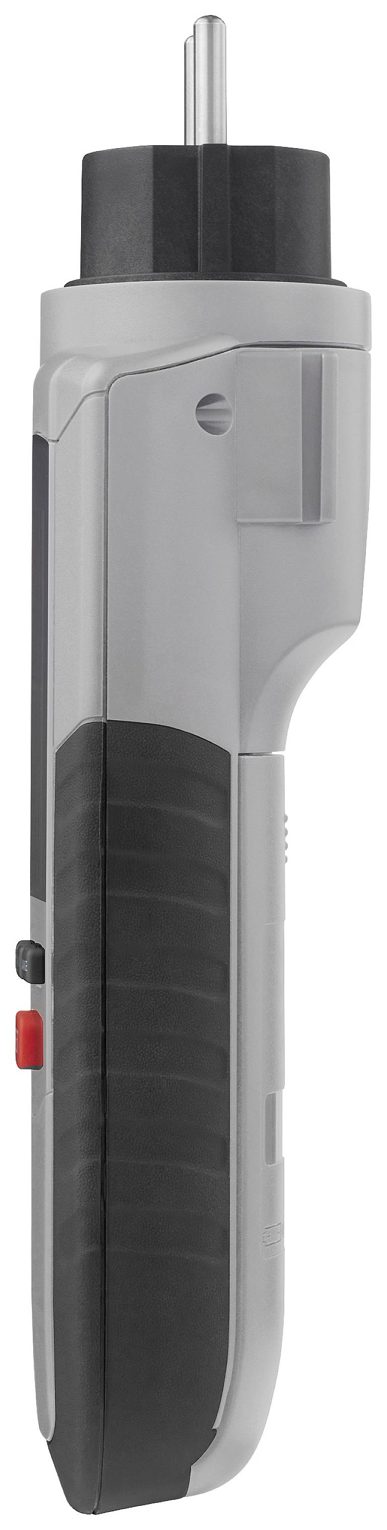 Een grijze, draadloze schroevendraaier met een zwarte handgreep en een rode knop op de greep.