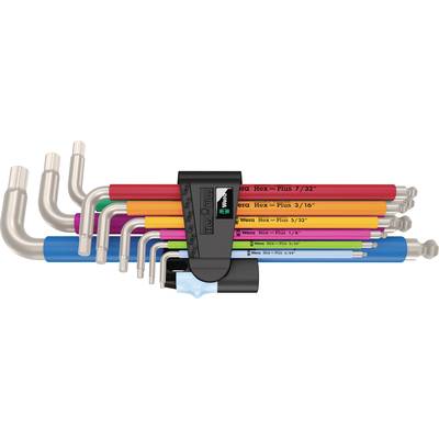 Wera 3950/9 Hex-Plus Multicolour Imperial Stainless 1 Inbus Haakse schroevendraaierset 9-delig