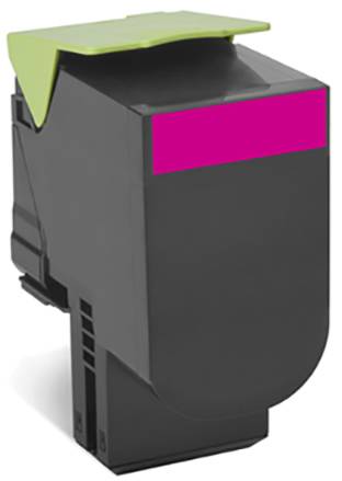 Zwarte inktcartridge met groene greep en magenta etiket bovenaan, geschikt voor gebruik in printers.