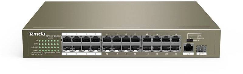 Tenda TEF1126P-24-250W TEF1126P-24-250W Netwerk switch 25 poorten 10 / 100 MBit/s PoE-functie