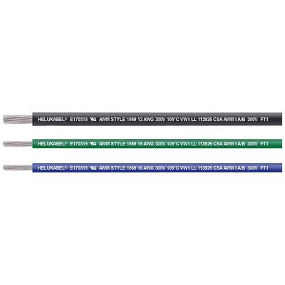 Drie kabels met de opdruk 'HELUKABEL E170315', in grijs, groen en blauw. Elke kabel is geschikt voor 300V en 105°C.