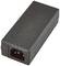 Een zwart laptopstroomadapter met een rechthoekige vorm en een driepolige aansluiting.