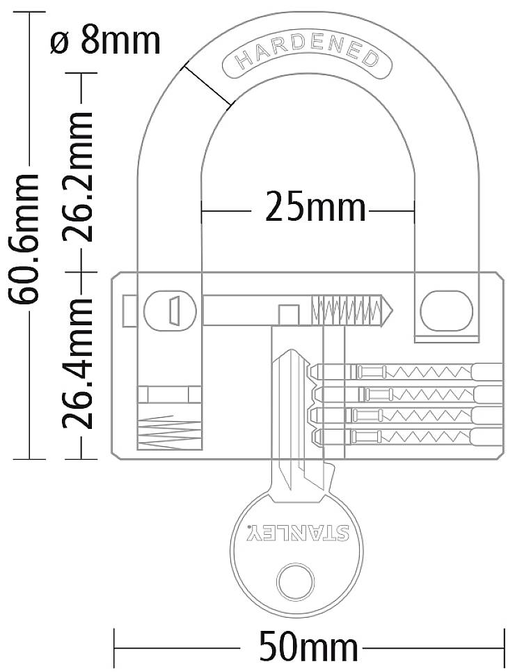 STANLEY 81122 371 401 Hangslot 50 mm Sleutelslot-6