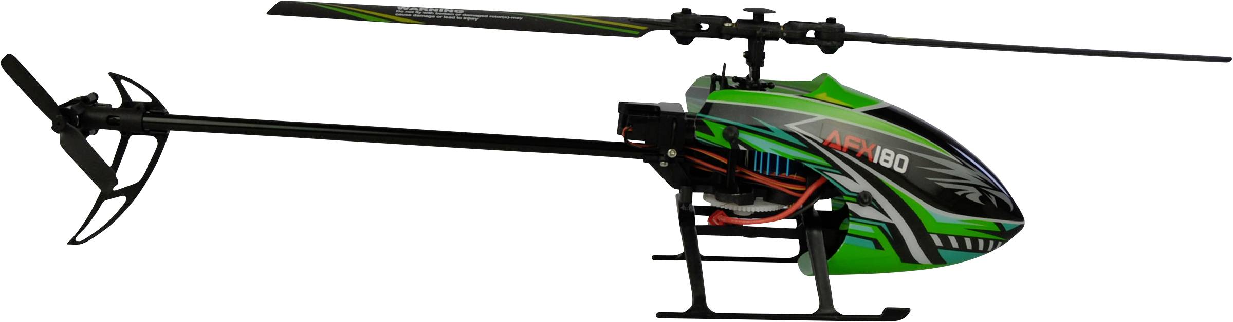 Een groene afstandsbediende helikopter, model 'AR160', met zwarte en rode accenten, staat op een witte achtergrond.