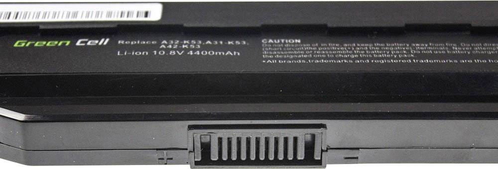 'Groene Cel' Laptop-accu met compatibiliteitsgegevens: Vervangt A32-K55, A31-K55, A41-K55; Li-ion 10,8V, 4400mAh.