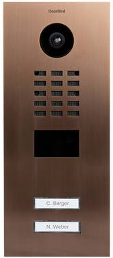 DoorBird D2102V  Buitenunit voor Video-deurintercom via WiFi LAN  RVS V2A (geborsteld), Bronslook