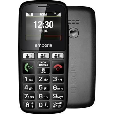 Klassiek mobiele telefoon met grote toetsen en display toont '12:30'. Batterijniveau-indicator en GSM-ontvangst zichtbaar bovenaan.
