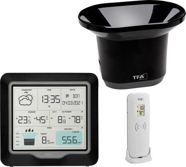 TFA Dostmann RAIN PRO 35.1160.01 Draadloos weerstation Verwachting voor 12 tot 24 uur Aantal sensoren max.: 3