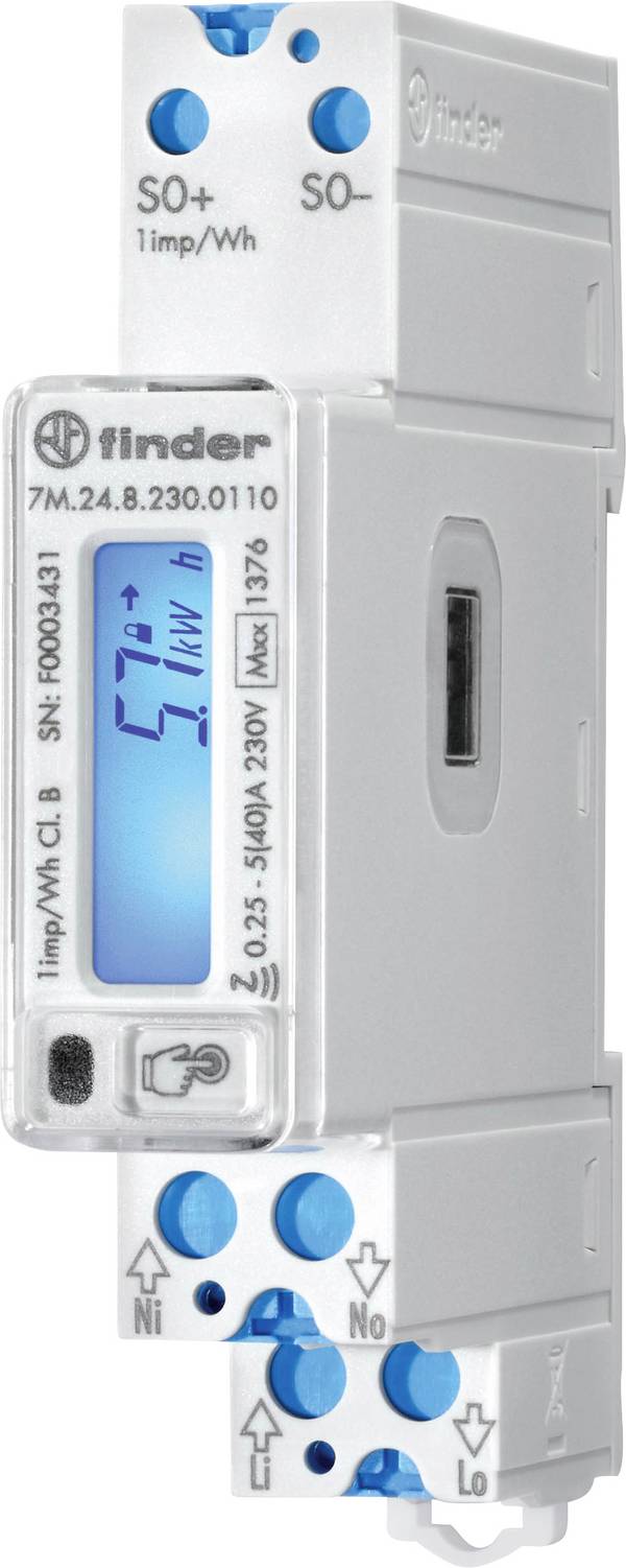 Finder 7M.24.8.230.0110 7M.24.8.230.0110 Bidirectionele kWH-meter (DIN-rail)  Digitaal 40 A   1 stuk(s)
