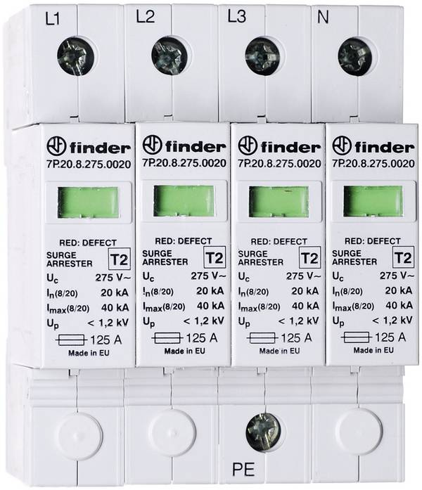 Finder 7P.25.8.275.0020 7P.25.8.275.0020 Overspanningsafleider   20 kA  1 stuk(s)